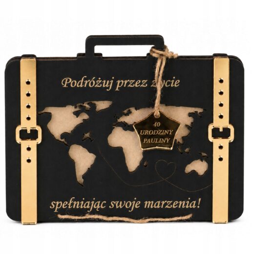Personalizuojamas medinis lagaminėlis pinigams